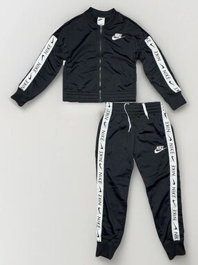 Nike Track Suit Set Kids Size Small Pant & Jacket Zip Up Black/White Activewear